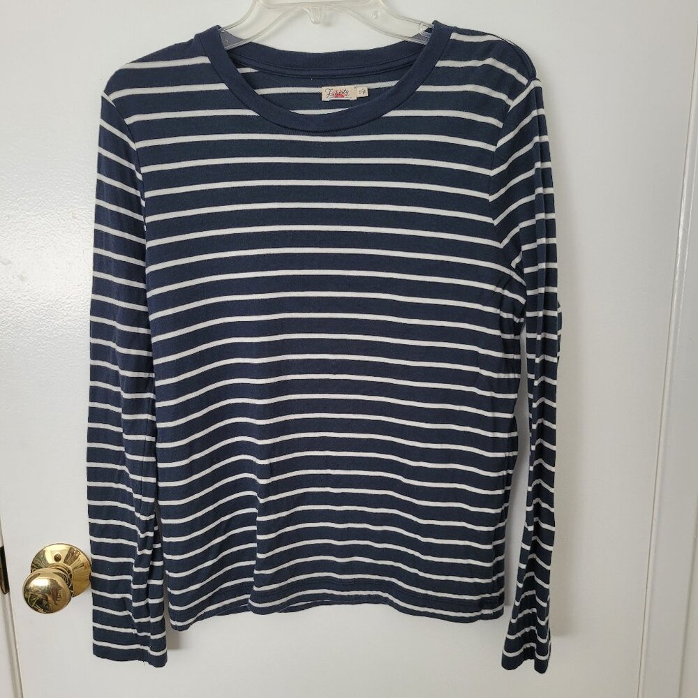 Fahrety Women Blue White Stripped Long Sleeve Shirt